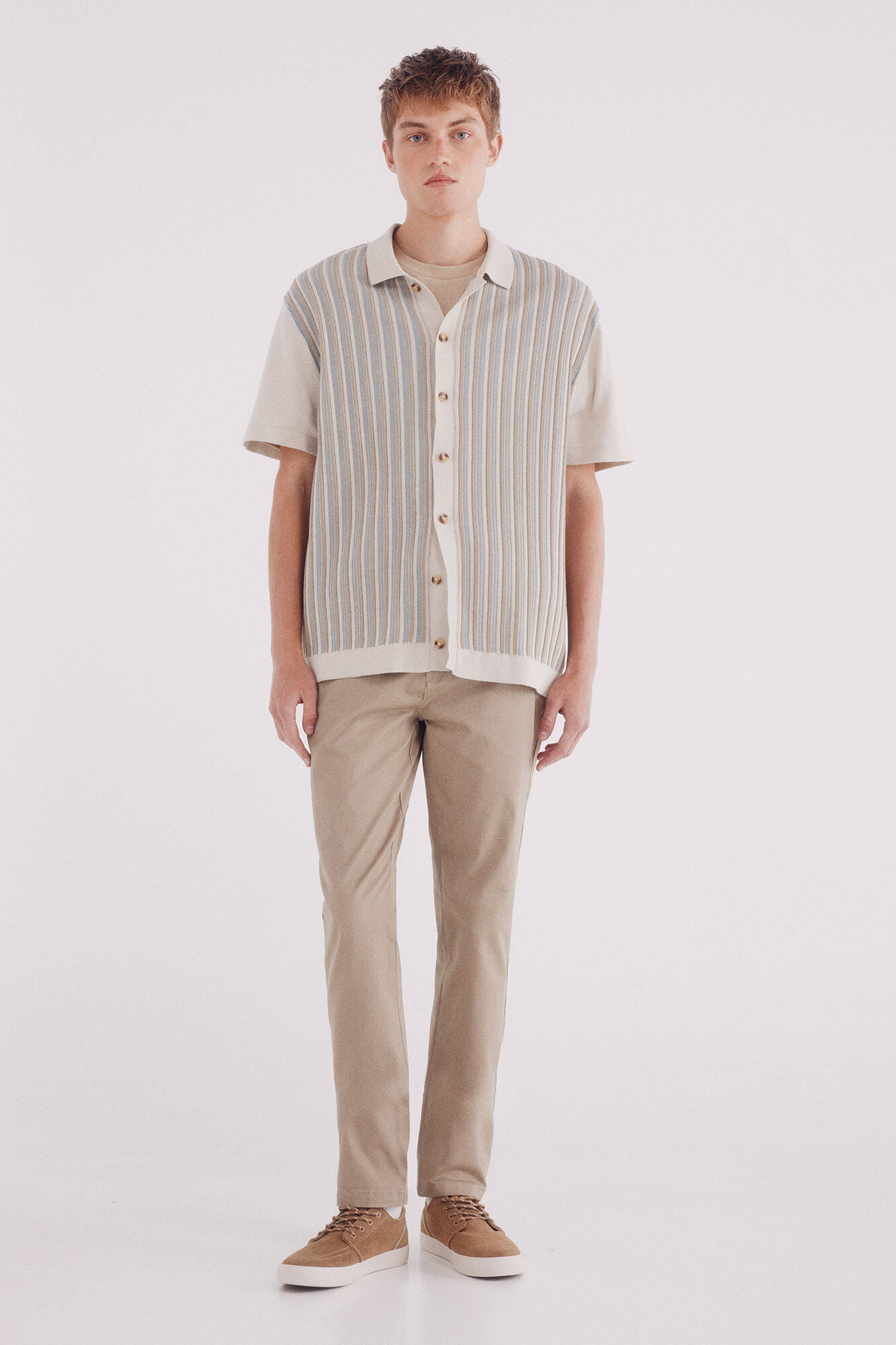 Slim fit micro-printed chinos pants