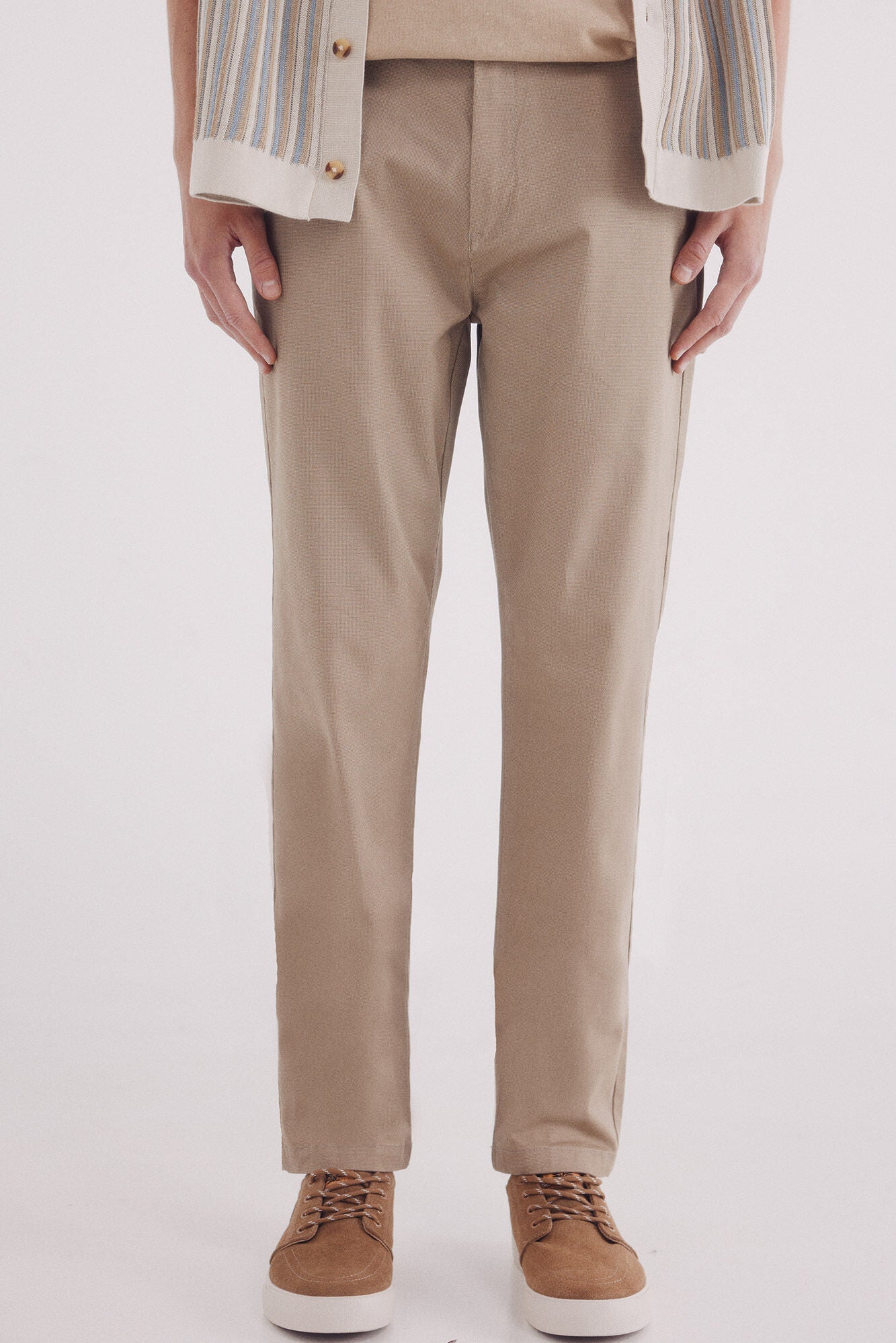 Slim fit micro-printed chinos pants