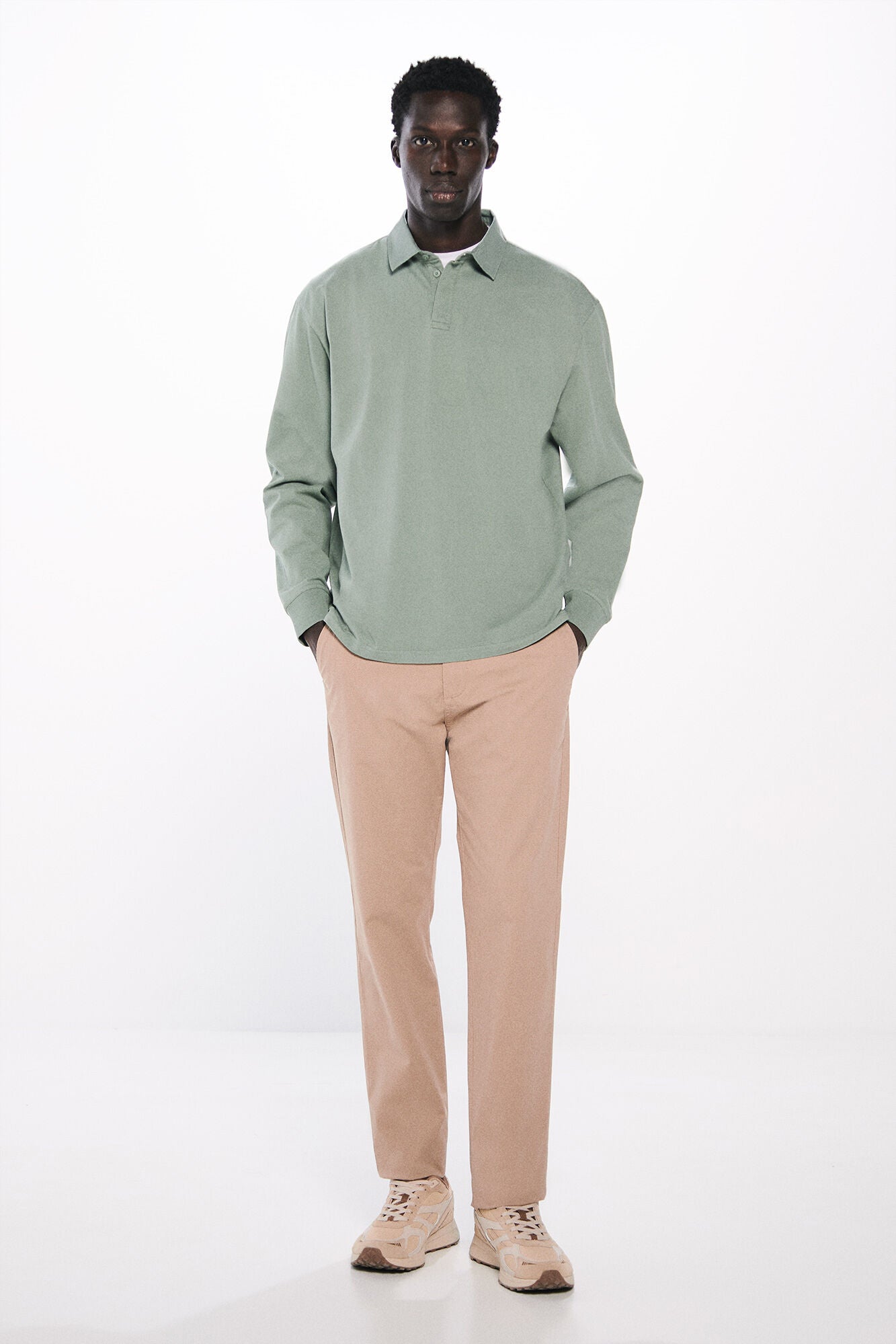 Slim fit micro-printed chinos