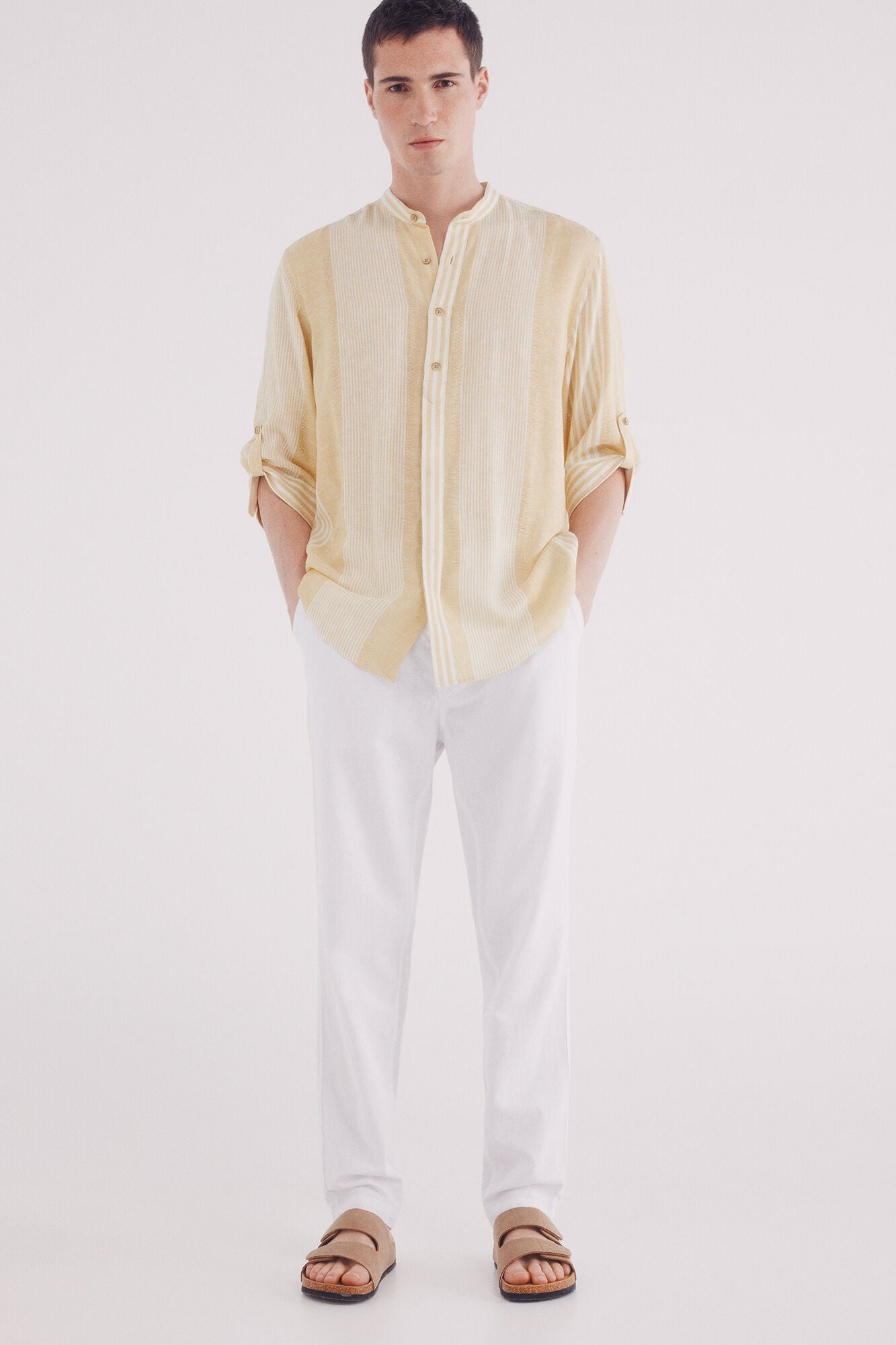 Slim fit linen chino pants