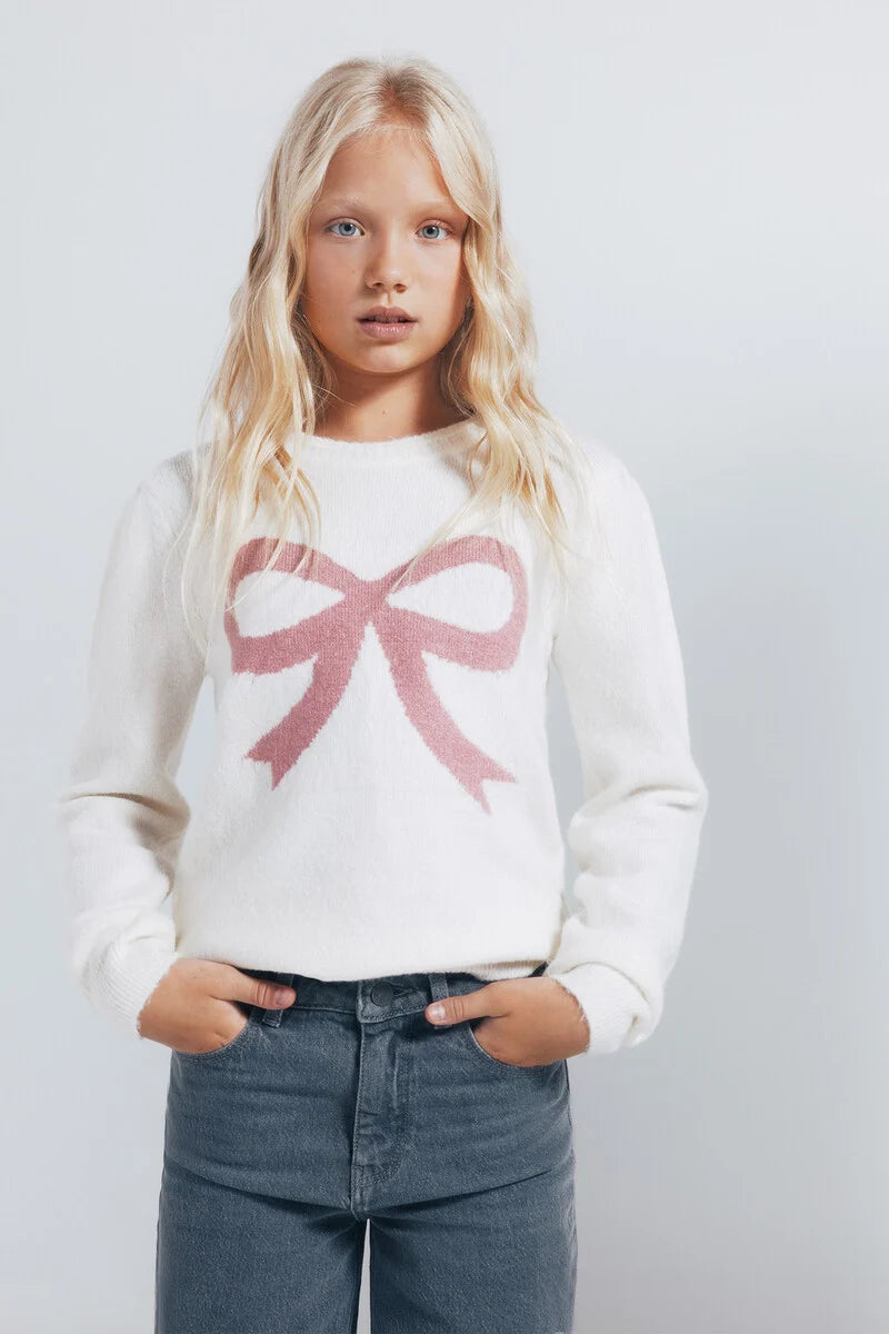 Girl's bow or tie sweater