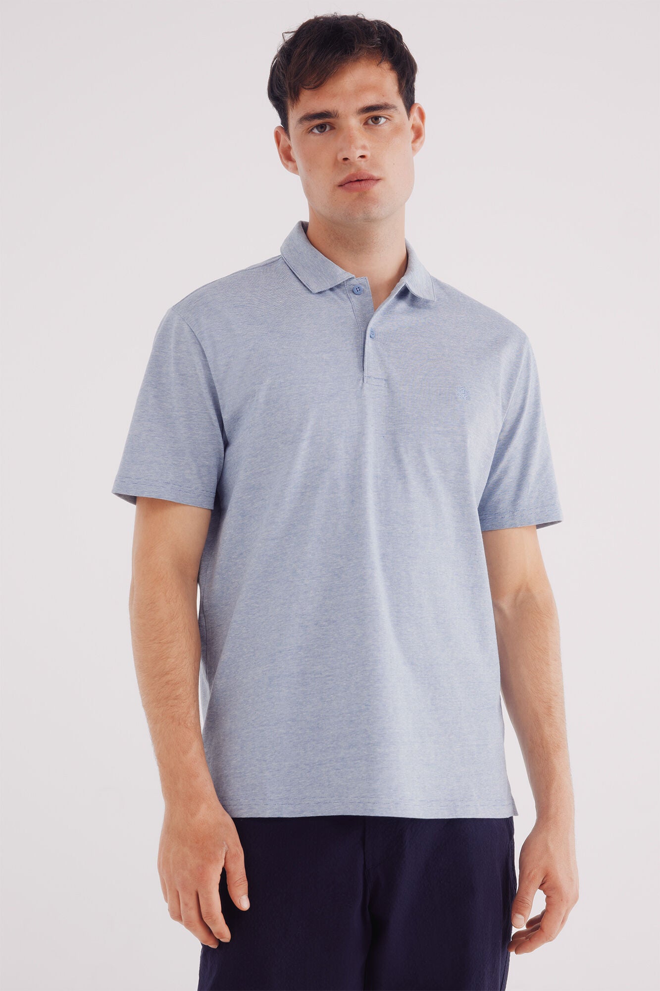 Microstripe polo jersey