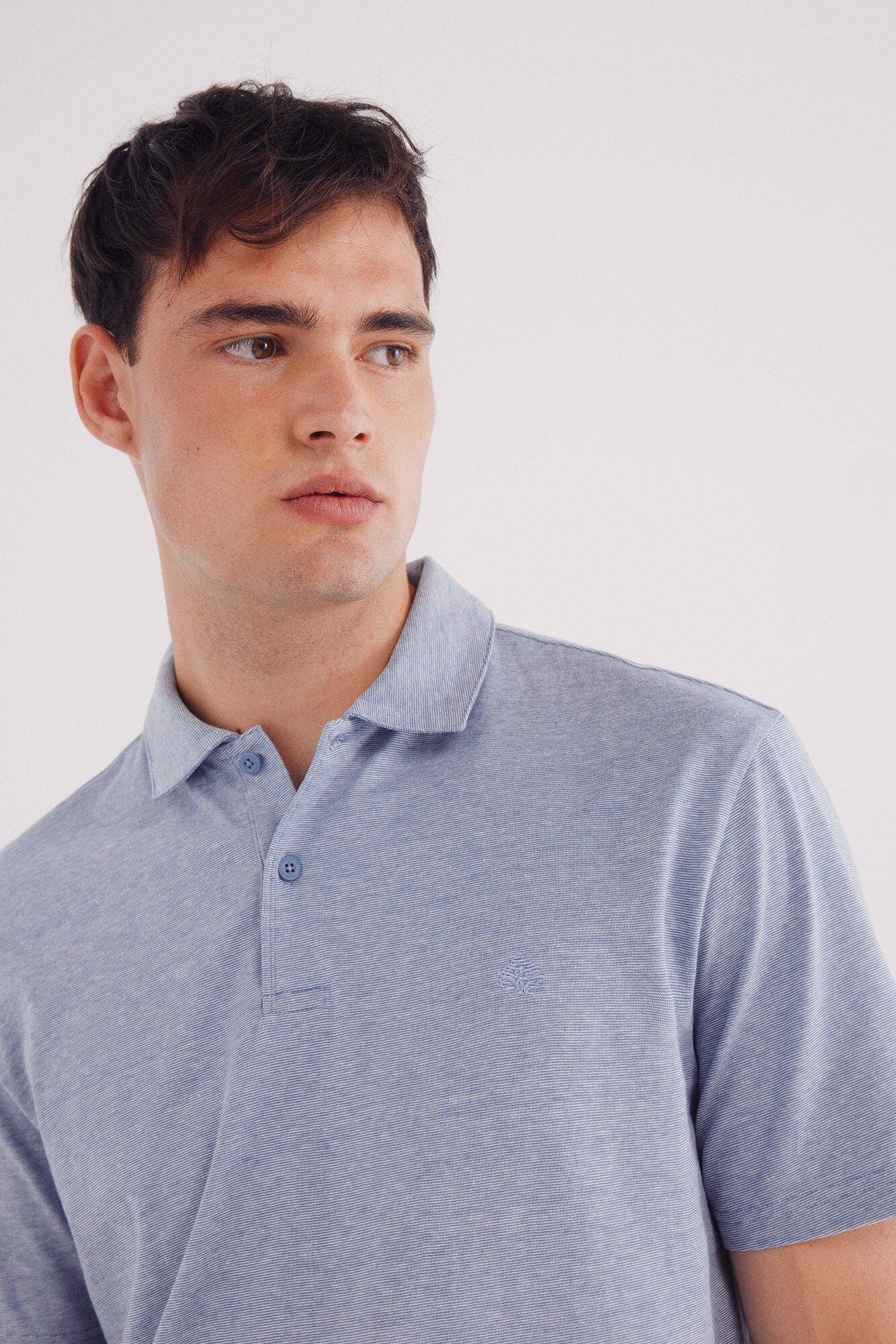 Microstripe polo jersey