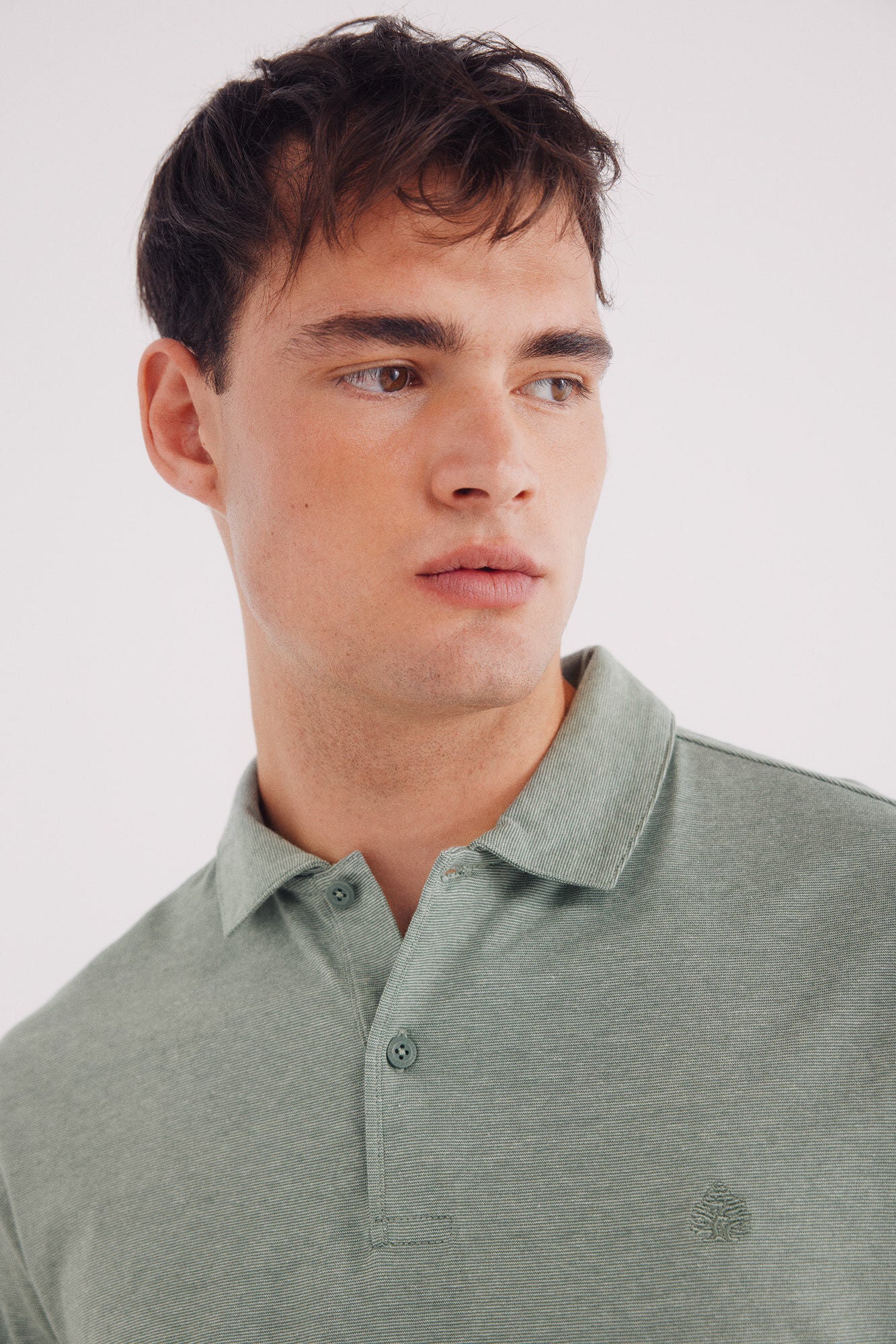 Microstripe polo jersey