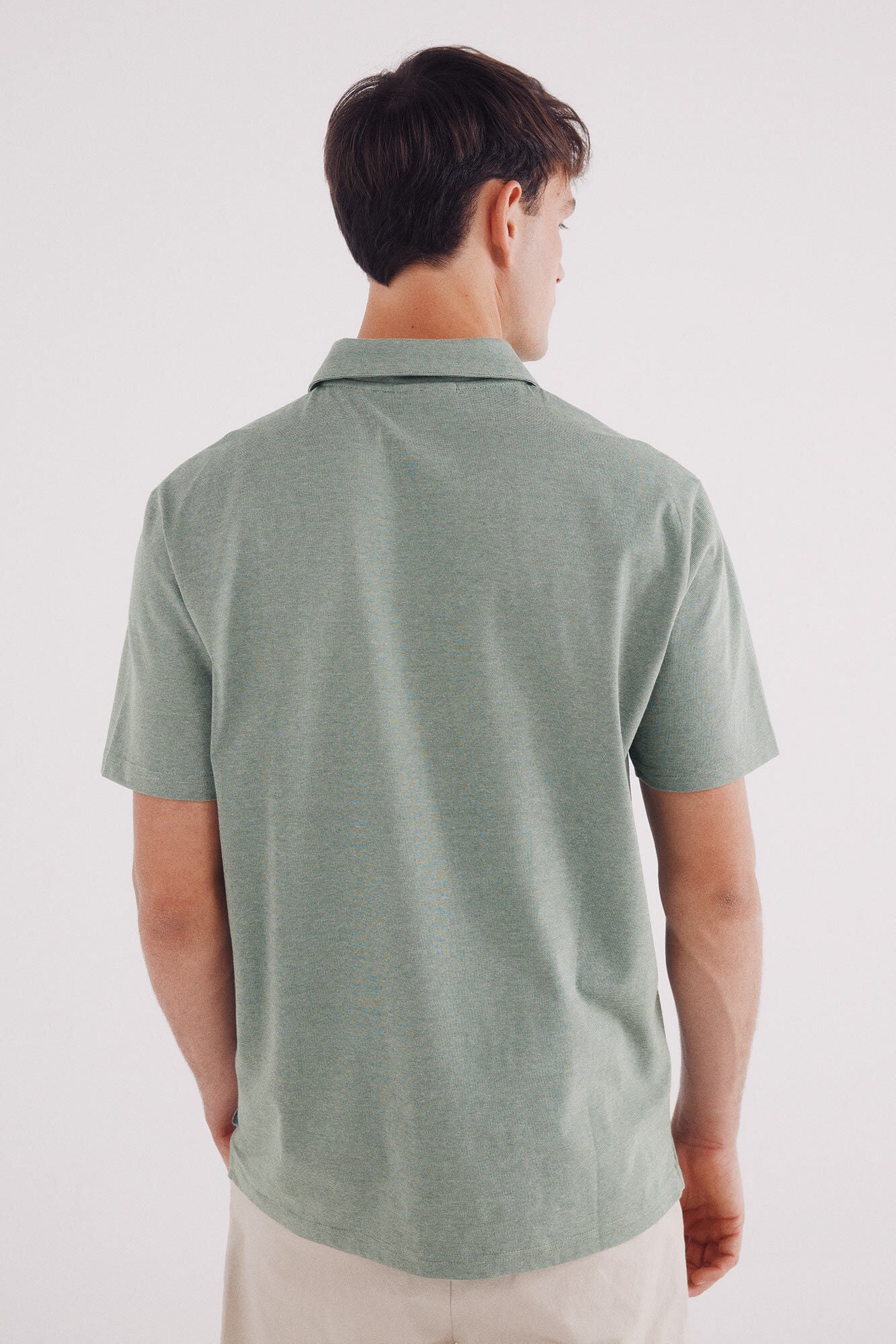 Microstripe polo jersey
