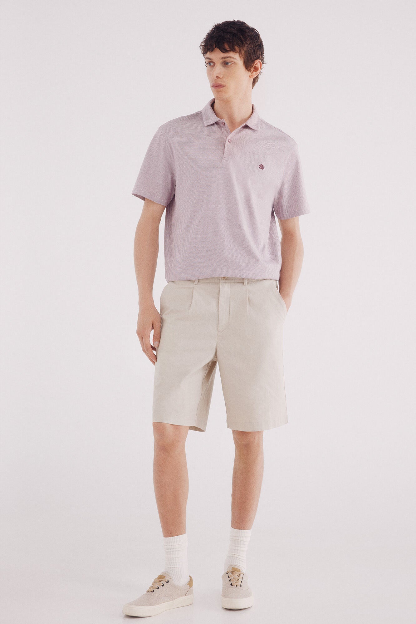 Microstripe polo jersey