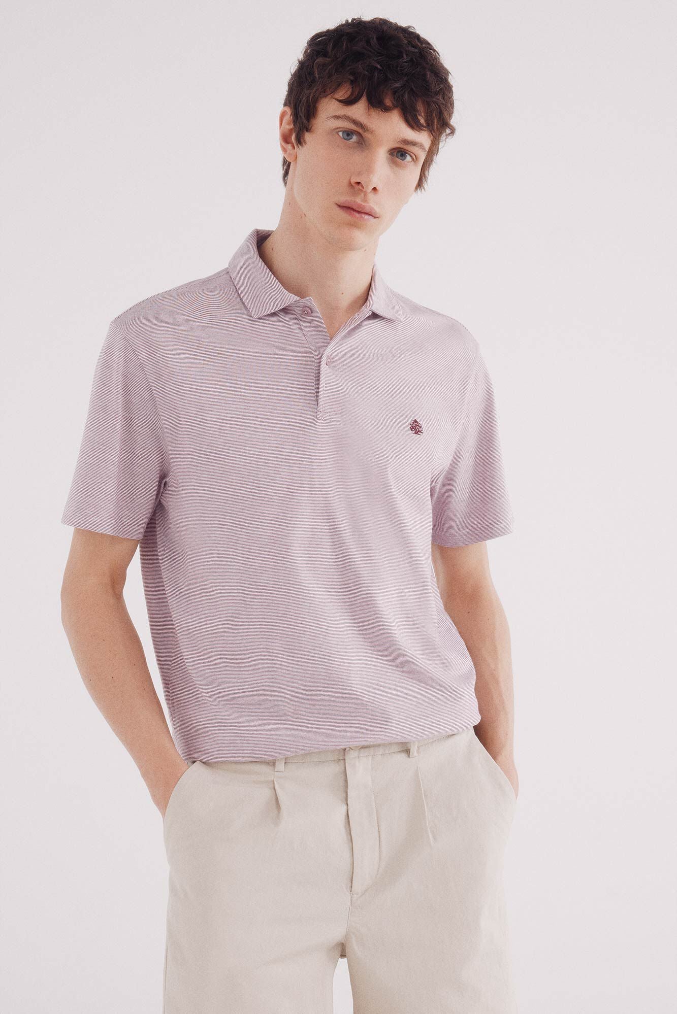 Microstripe polo jersey