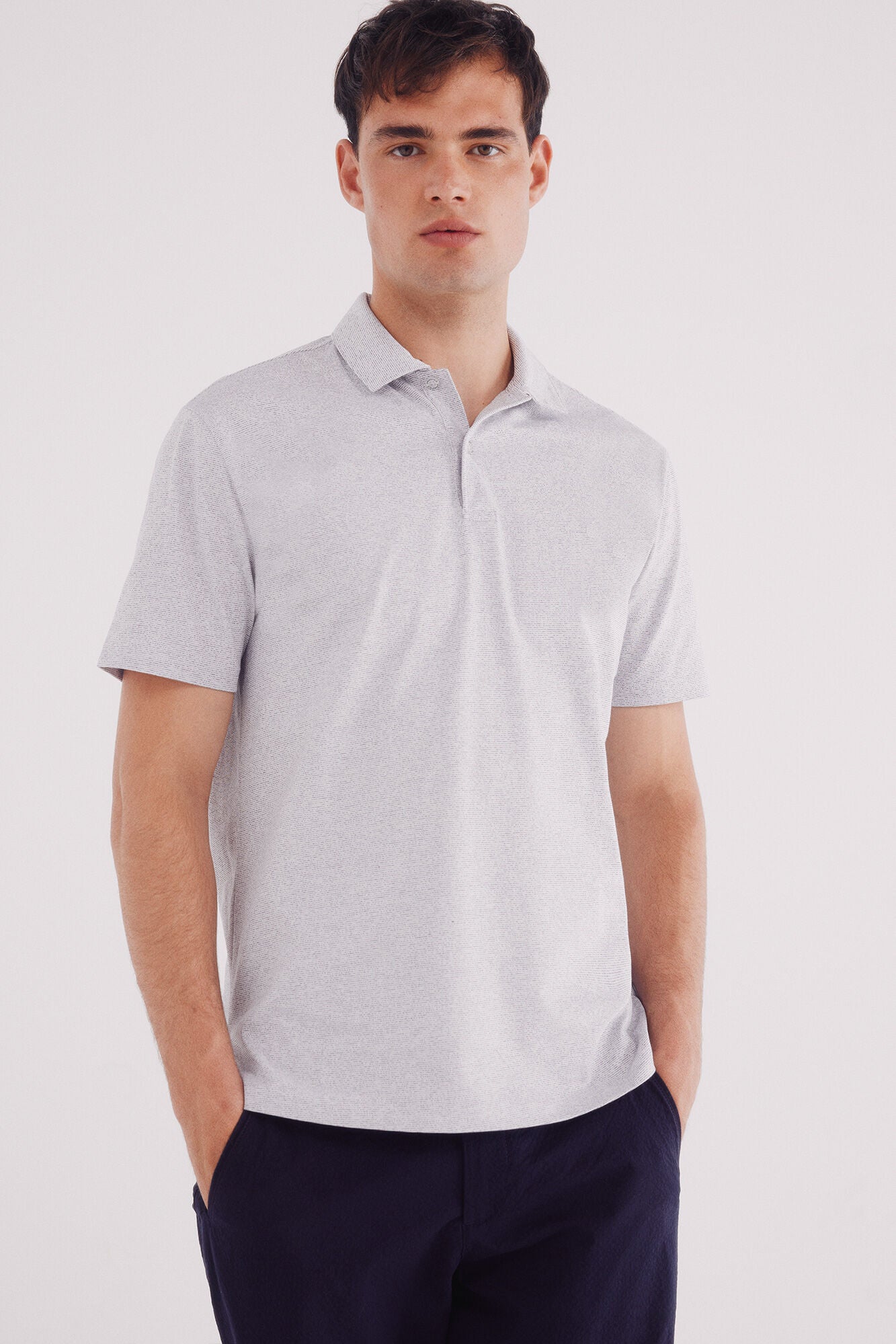 Microstripe polo jersey
