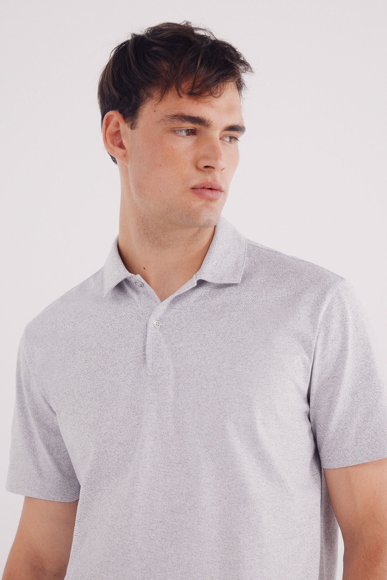 Microstripe polo jersey