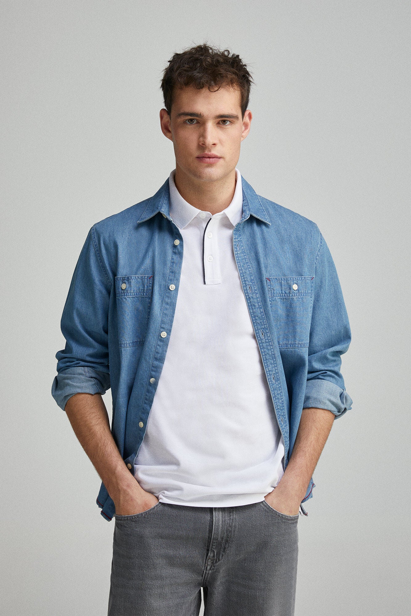 Slim fit contrast polo