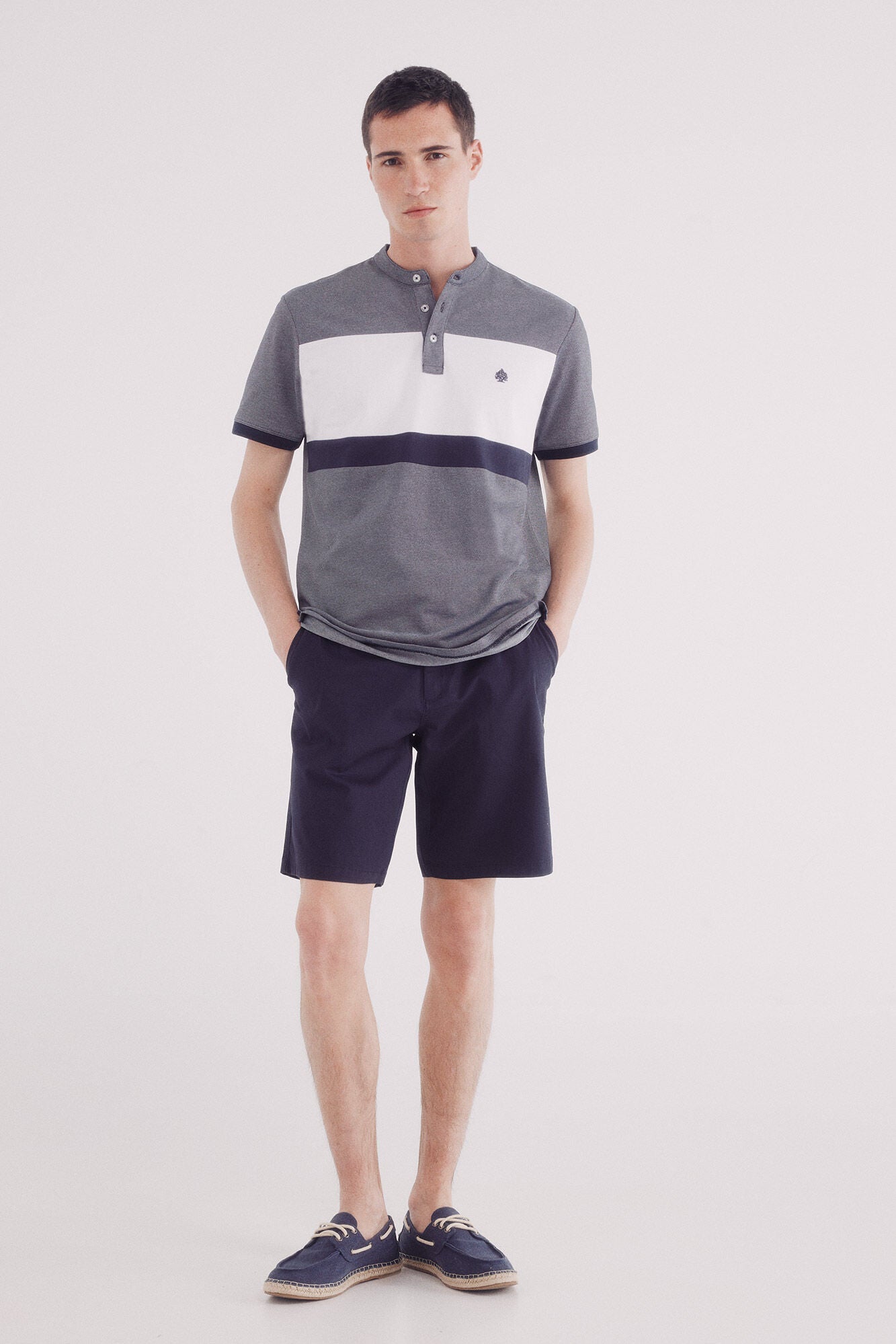 Slim fit mao oxford block piquŽ polo