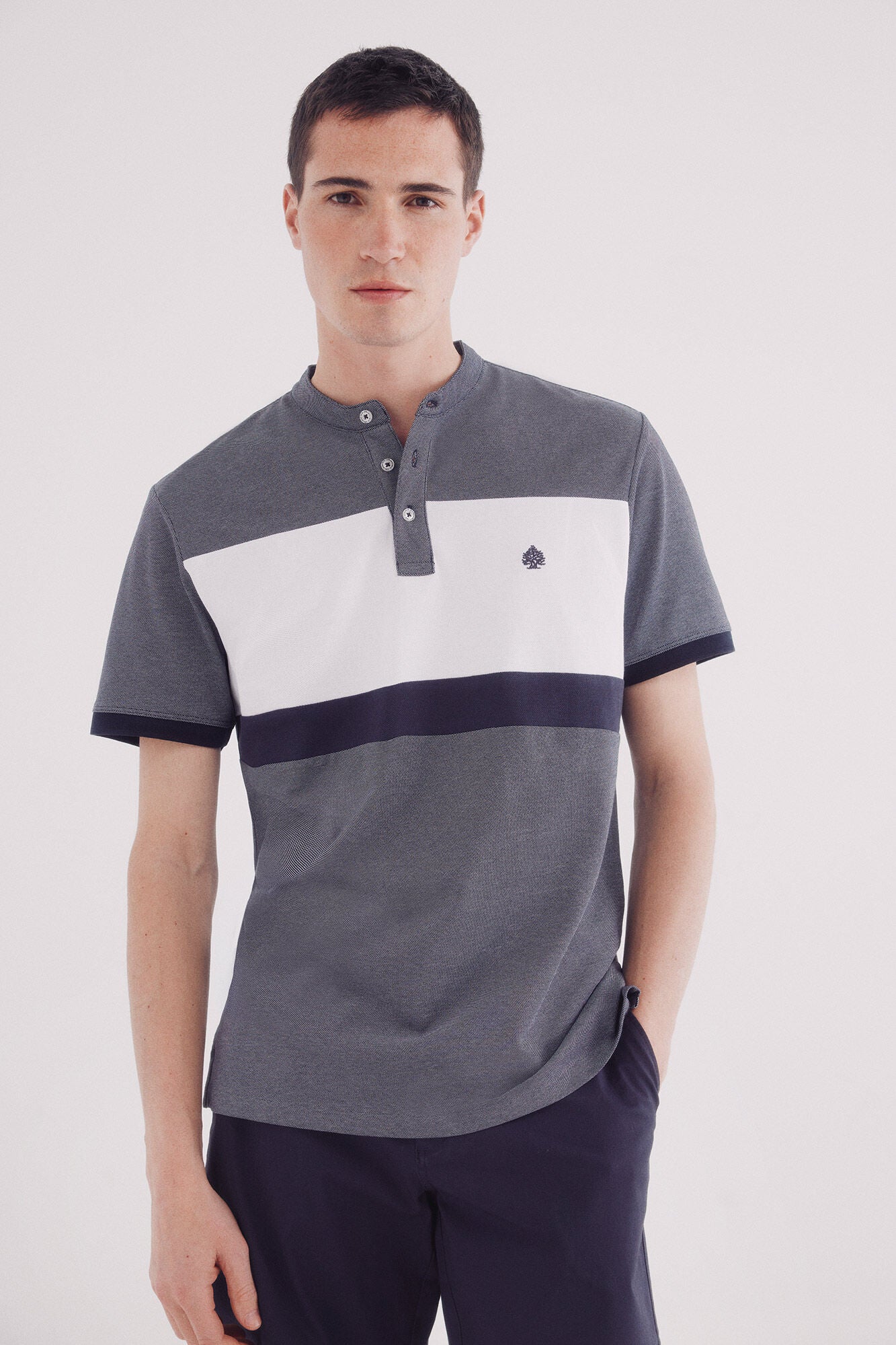 Slim fit mao oxford block piquŽ polo