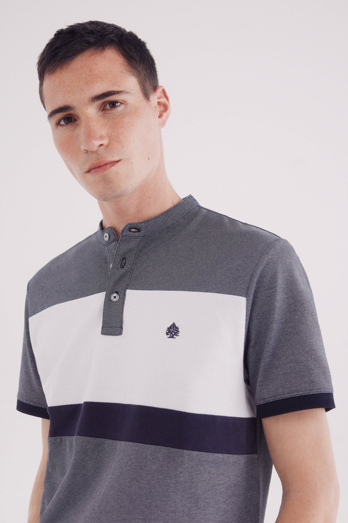 Slim fit mao oxford block piquŽ polo