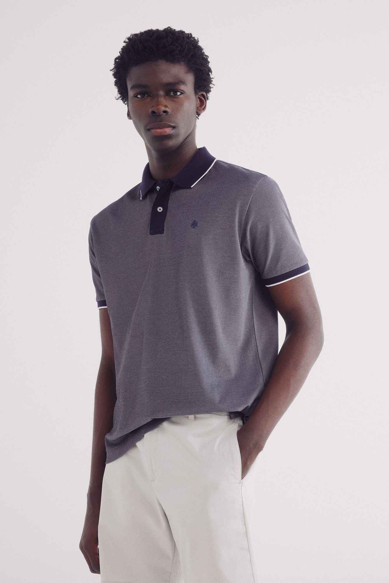 Oxford polo with contrast collar, regular fit
