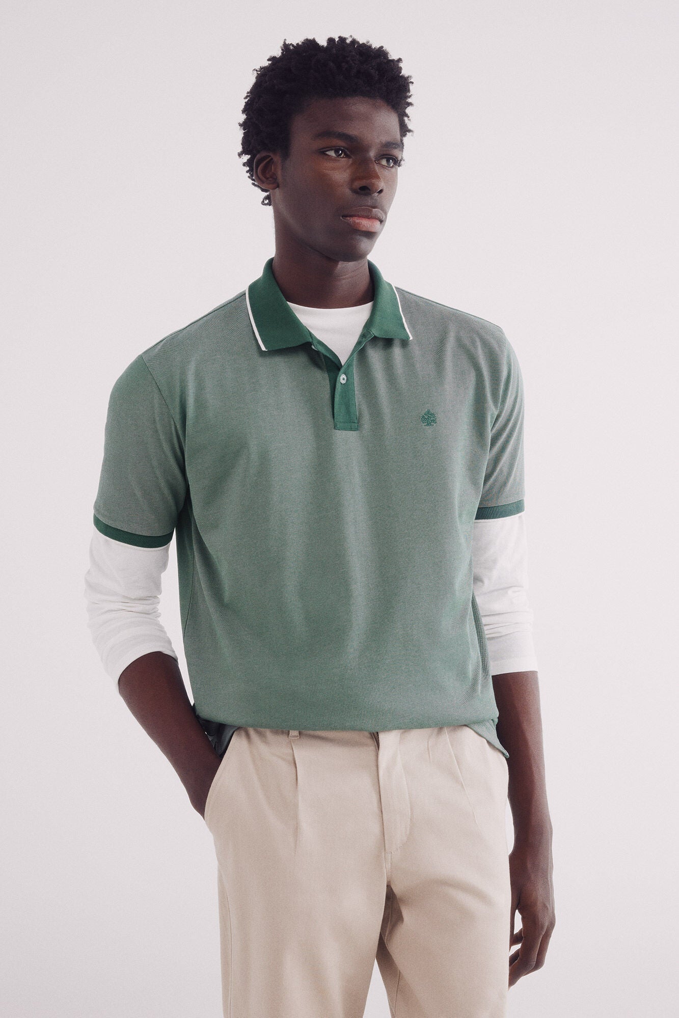 Oxford polo with contrast collar, regular fit