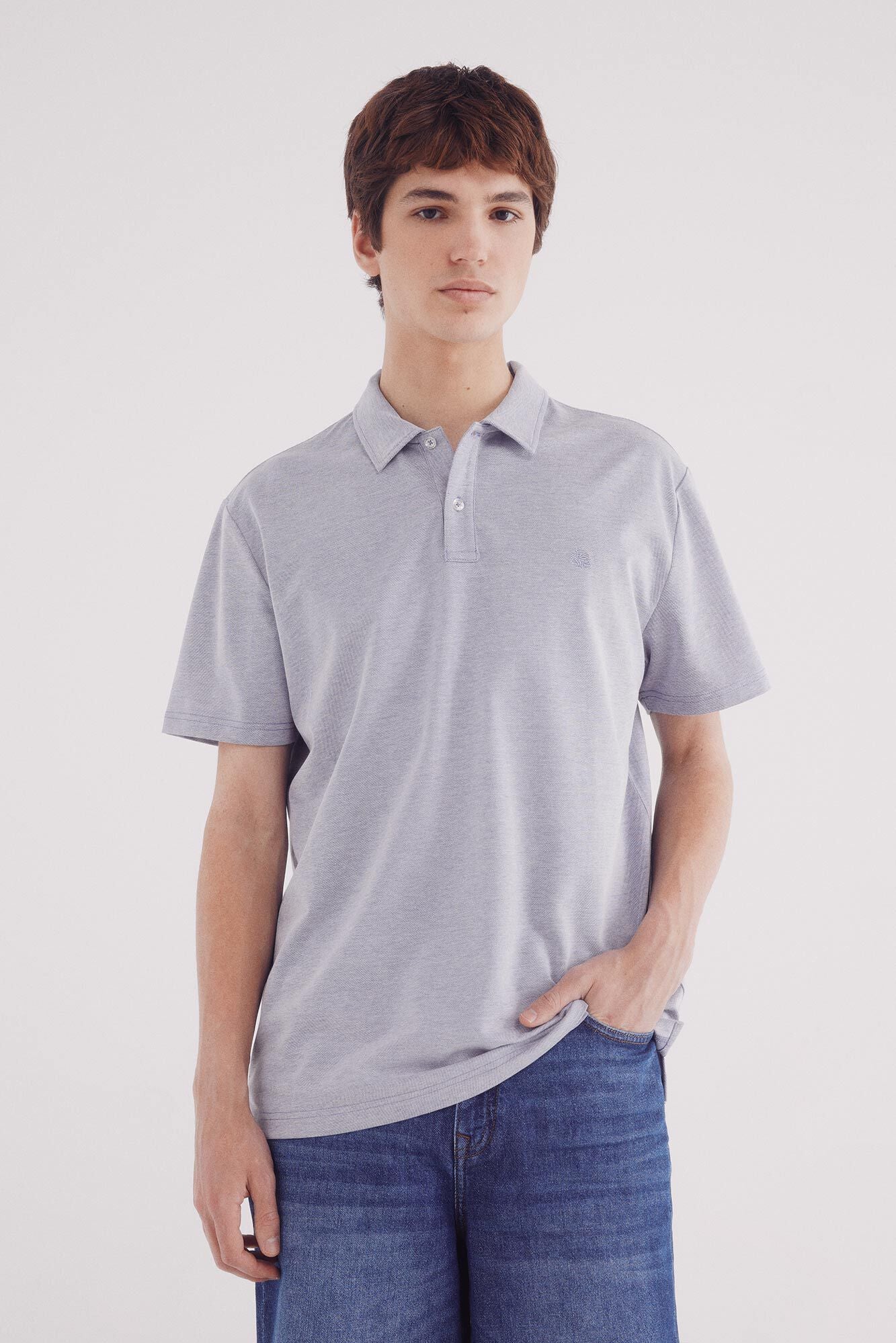 Regular fit two-tone structured piquŽ polo shirt