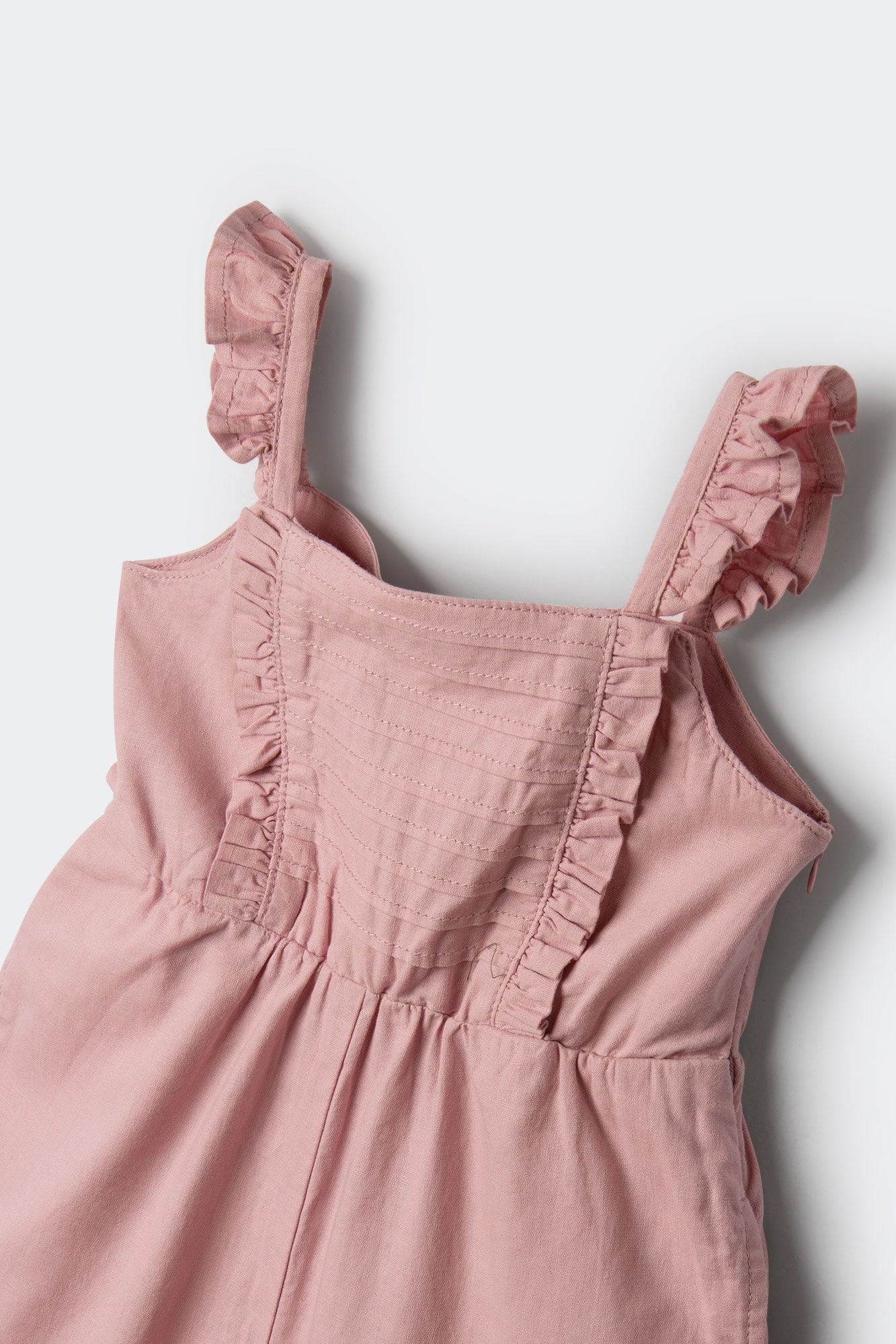 Girls' linen jumpsuit with ruffles