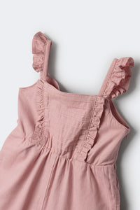 Girls' linen jumpsuit with ruffles