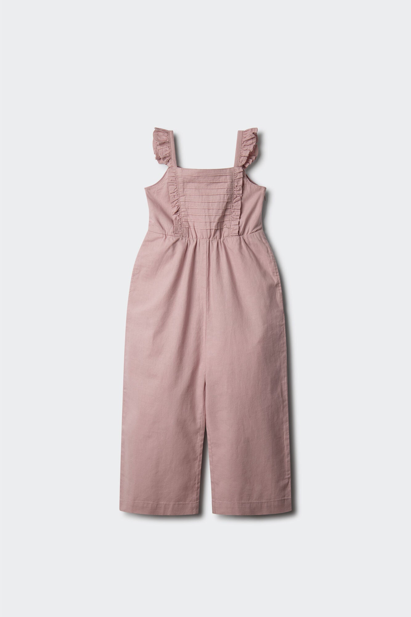 Girls' linen jumpsuit with ruffles
