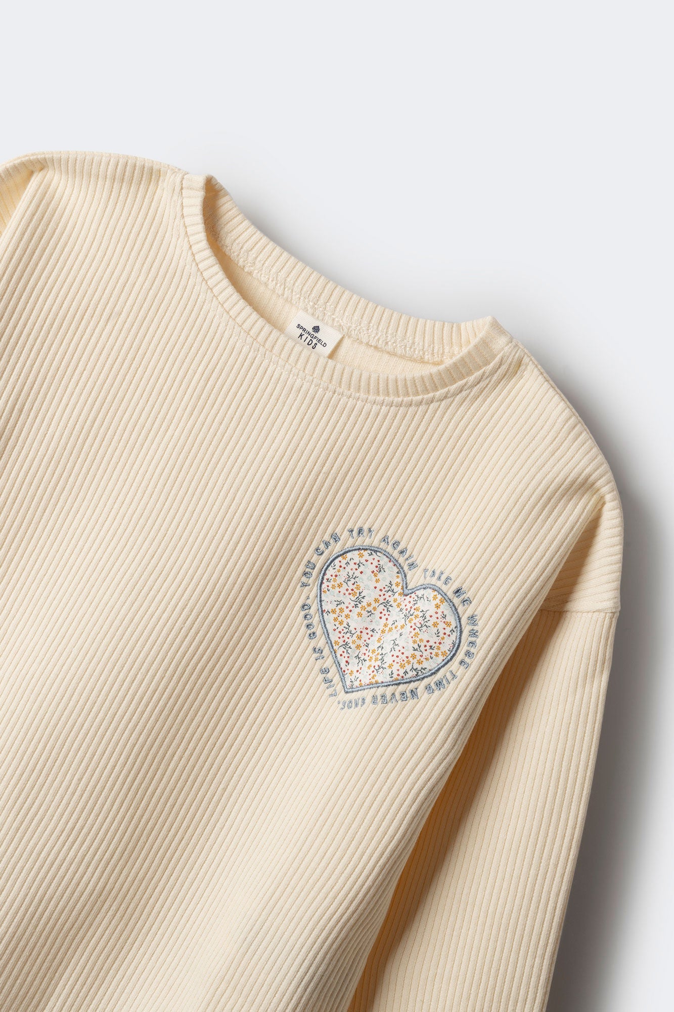 Girl's heart ribbed t-shirt