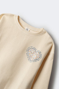 Girl's heart ribbed t-shirt