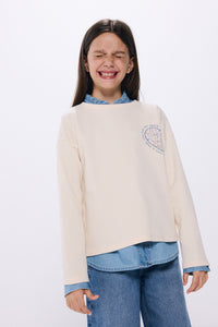 Girl's heart ribbed t-shirt