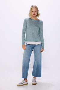Combined jersey-knit -knit t-shirt