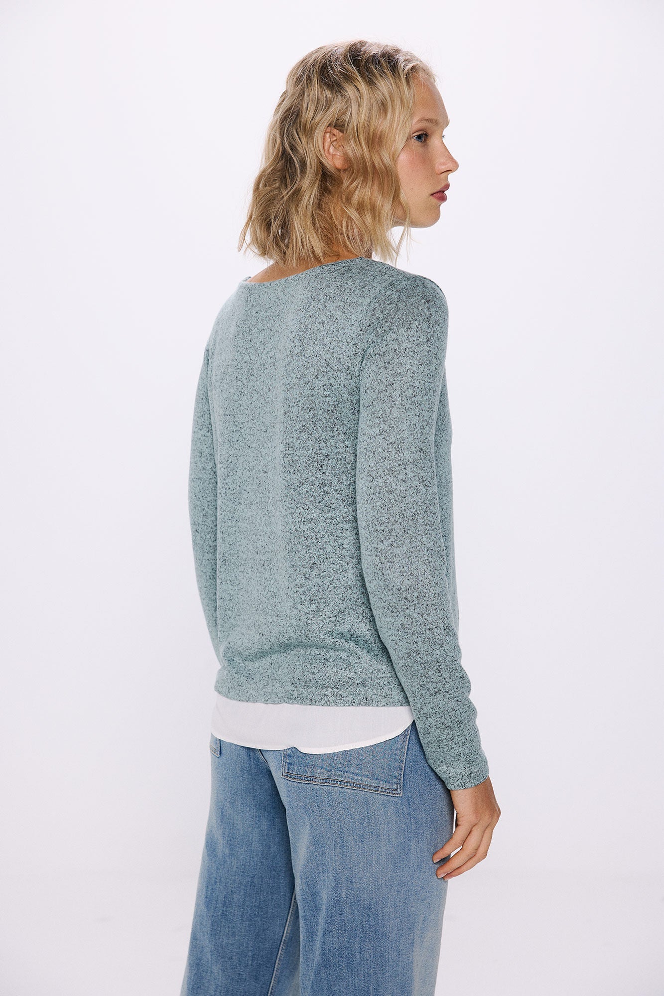 Combined jersey-knit -knit t-shirt