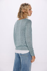 Combined jersey-knit -knit t-shirt