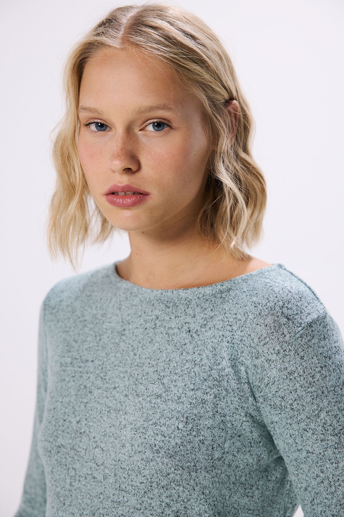 Combined jersey-knit -knit t-shirt