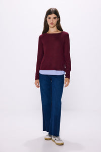 Combined jersey-knit -knit t-shirt