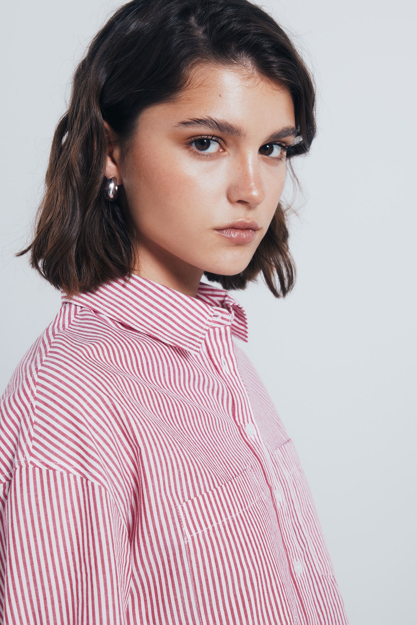 Striped cropped shirt