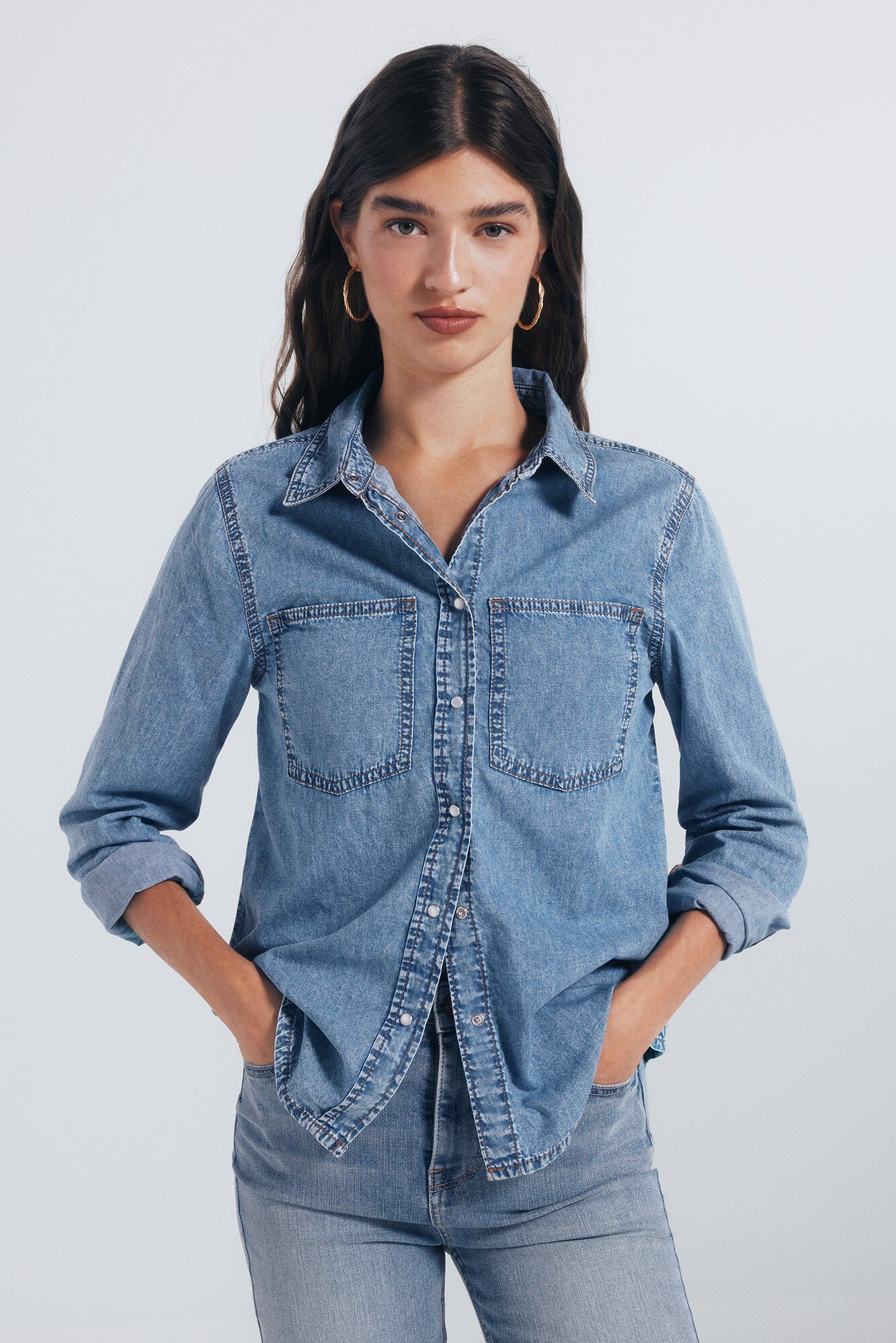 Denim shirt with pockets