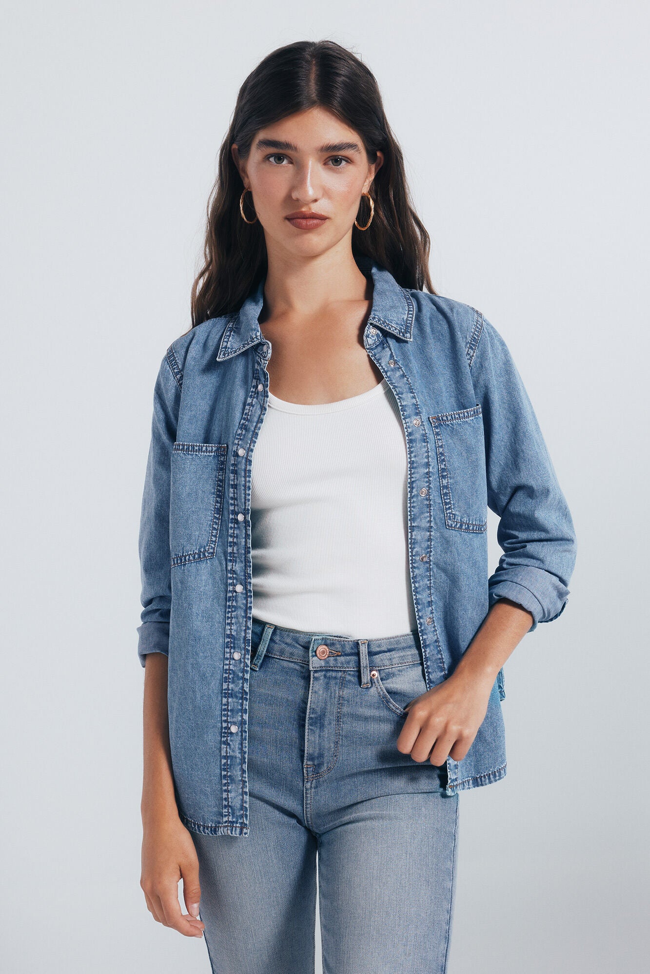 Denim shirt with pockets