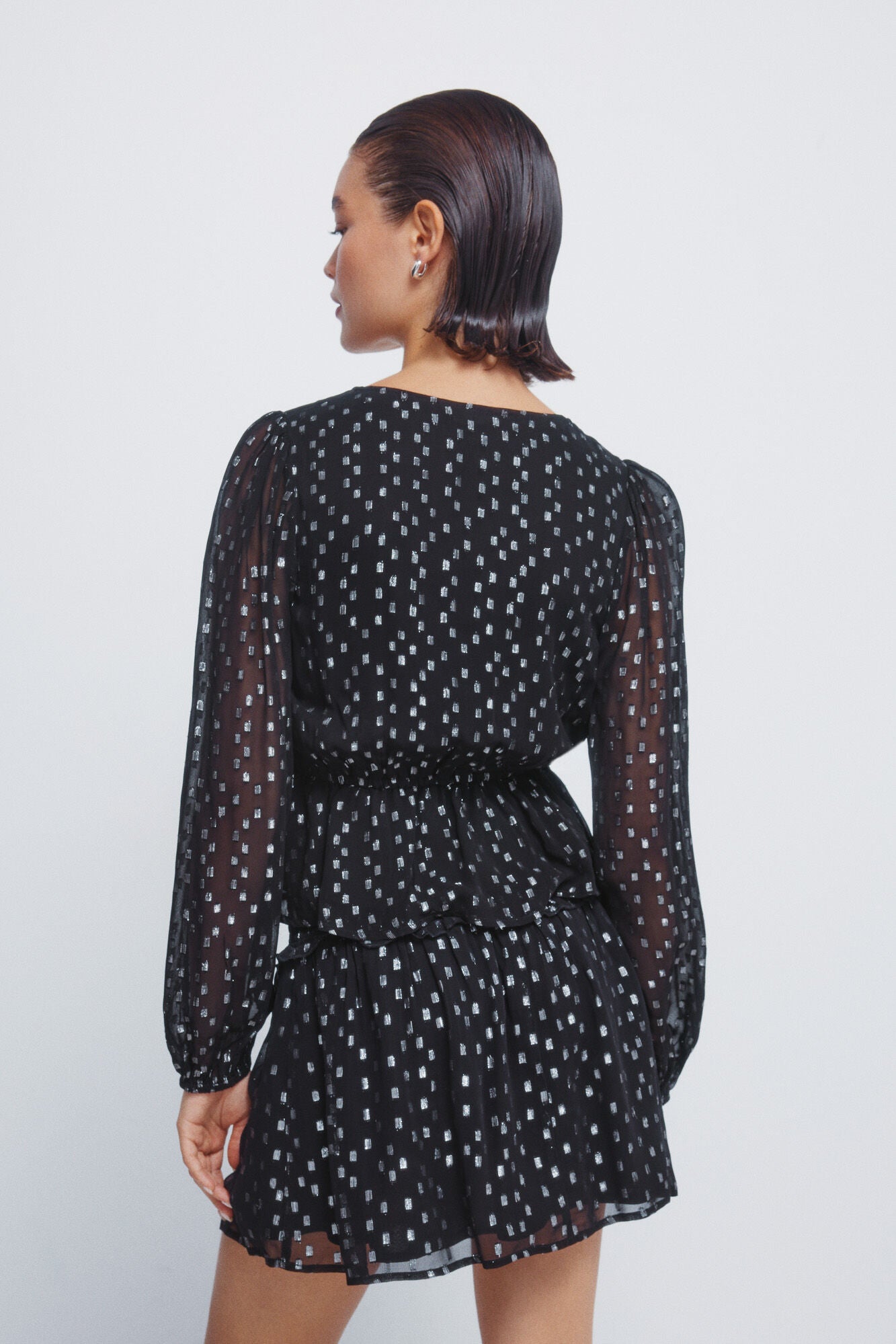 Lurex blouse with elastic waistband