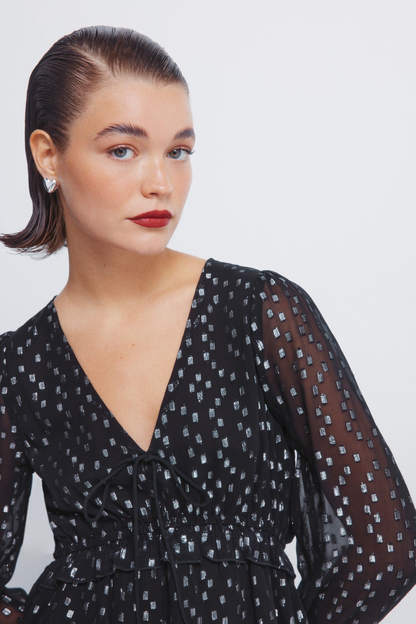 Lurex blouse with elastic waistband