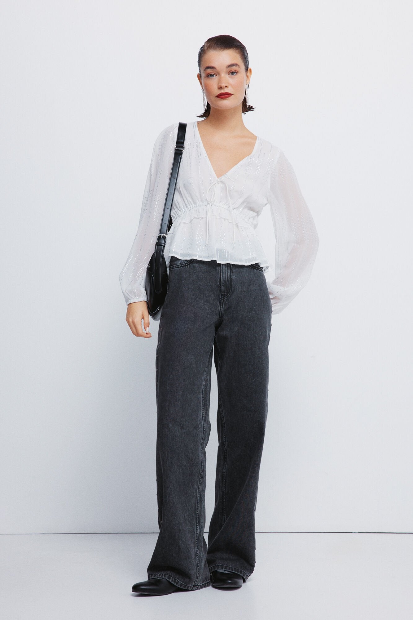 Lurex blouse with elastic waistband