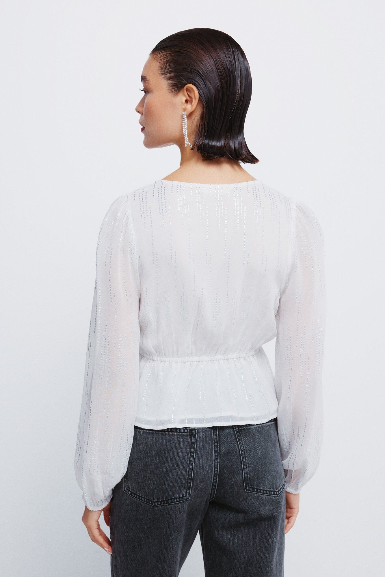 Lurex blouse with elastic waistband