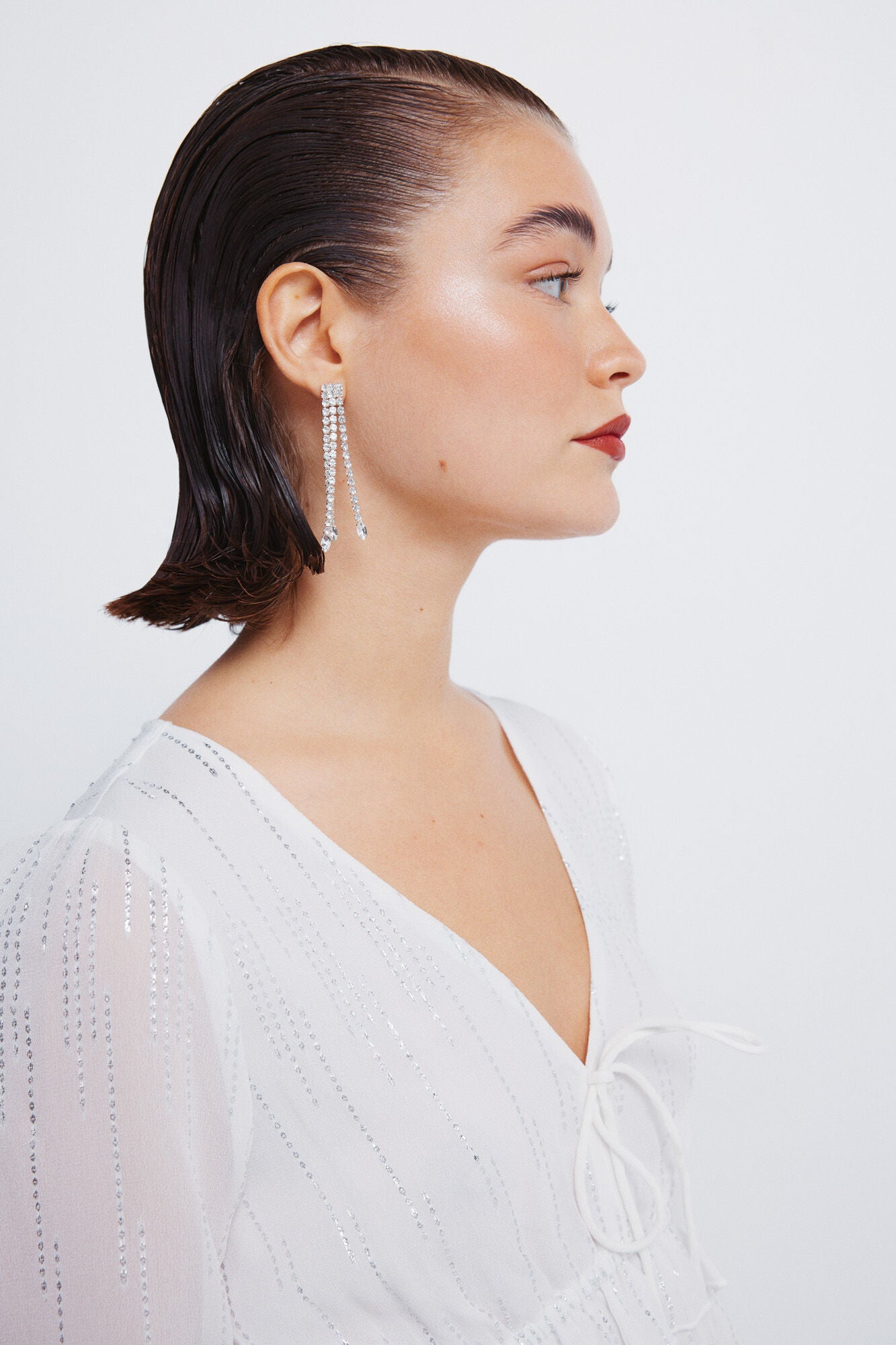 Lurex blouse with elastic waistband