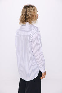 Oversized striped poplin shirt