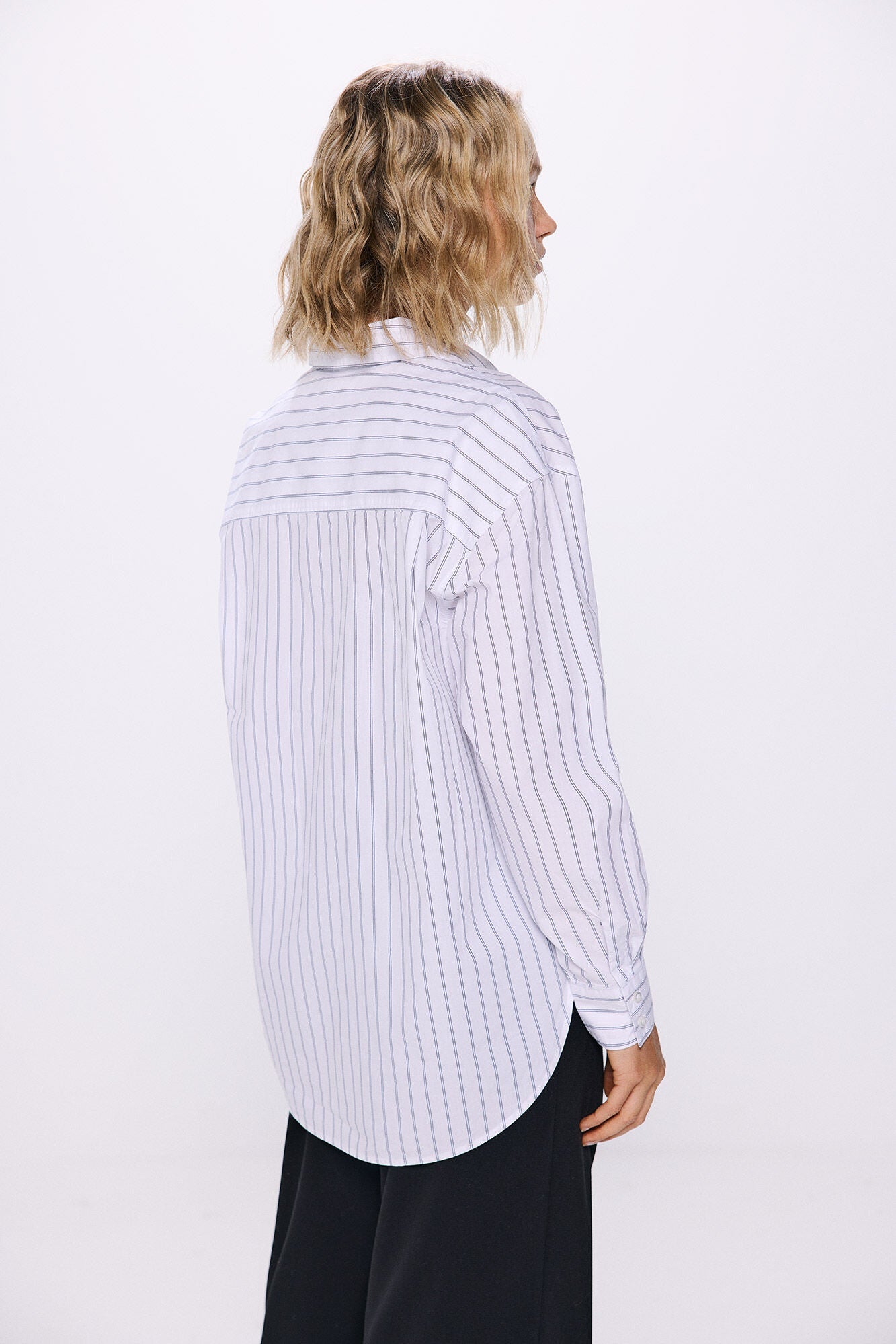 Oversized striped poplin shirt