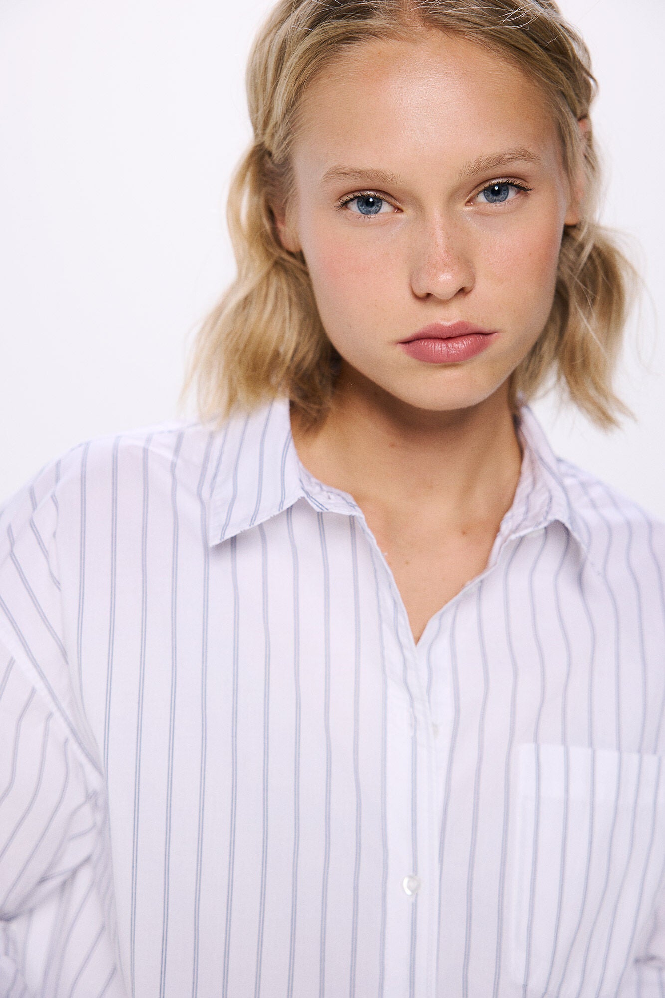 Oversized striped poplin shirt