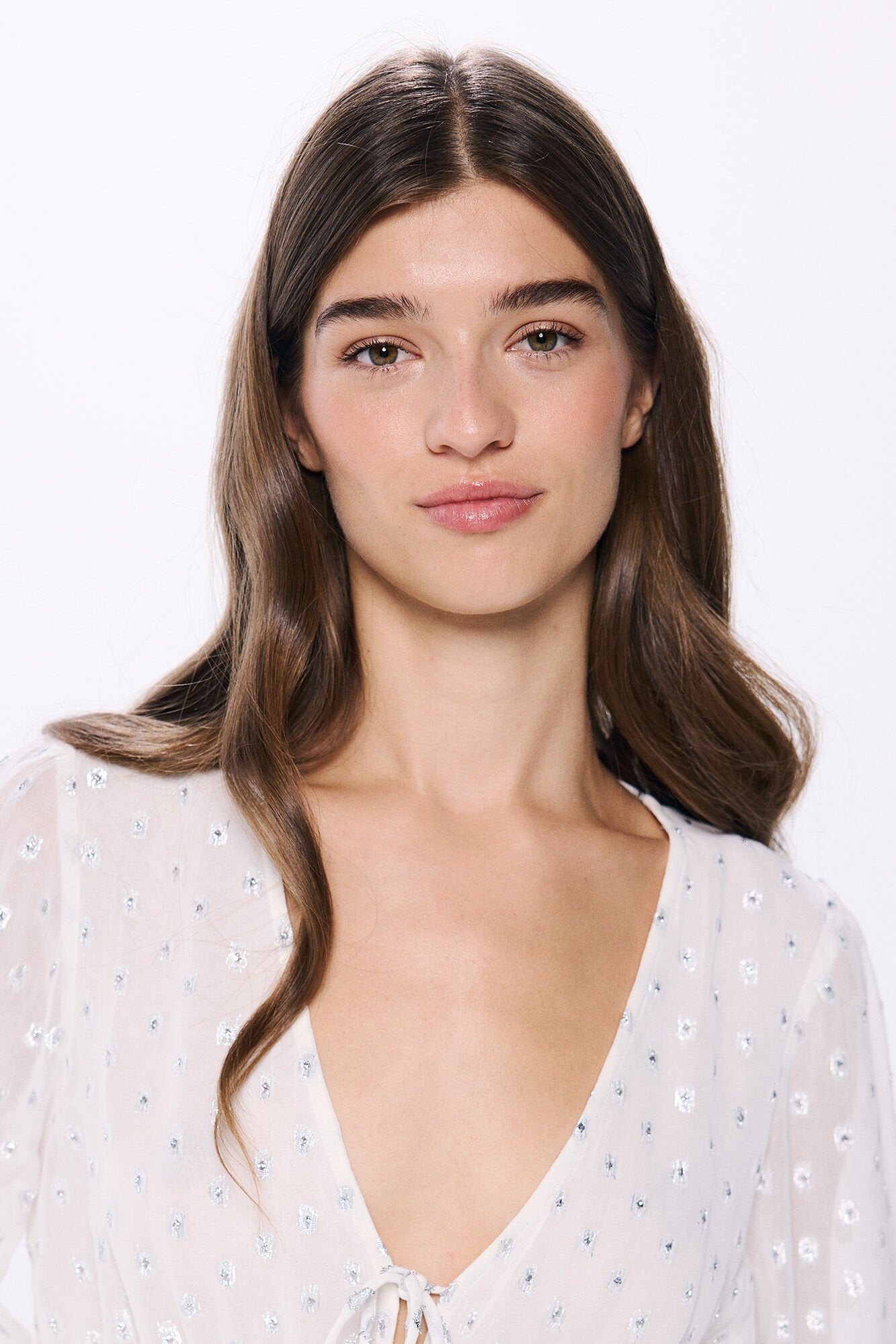 Chiffon blouse with lurex polka-dots