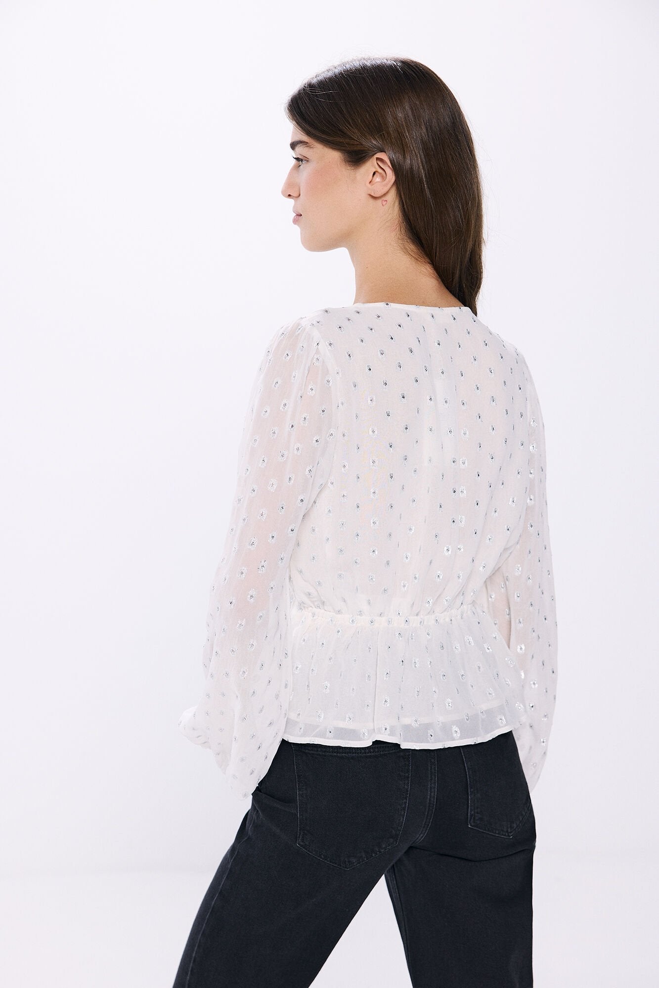 Chiffon blouse with lurex polka-dots