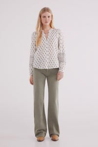 Khaki print blouse