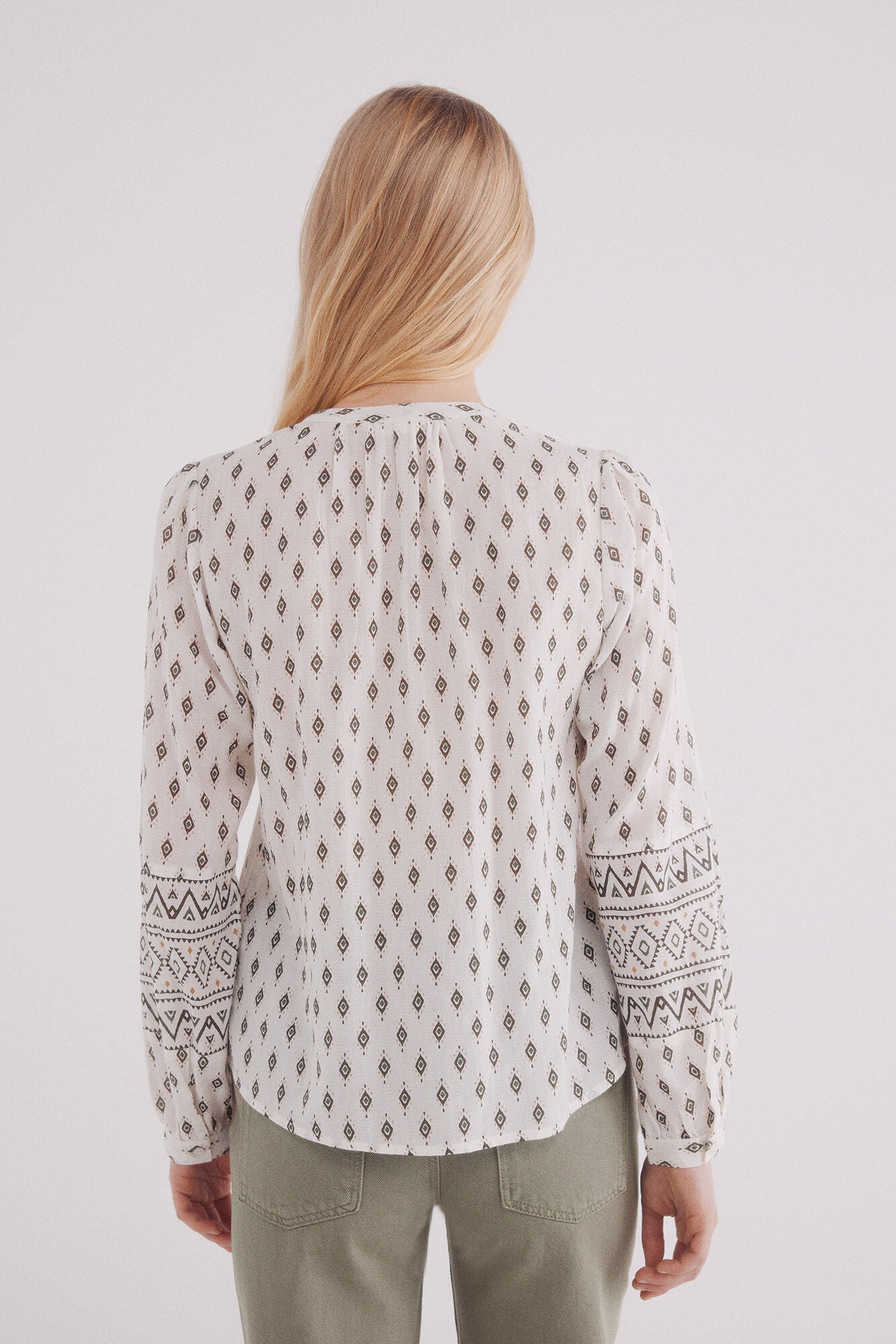 Khaki print blouse