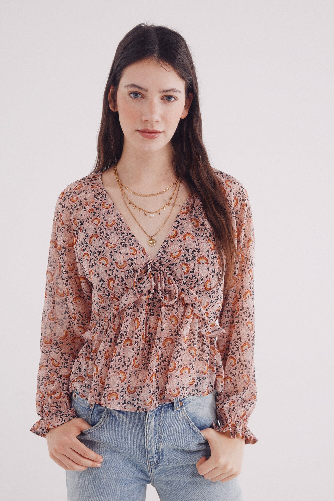 Printed chiffon blouse