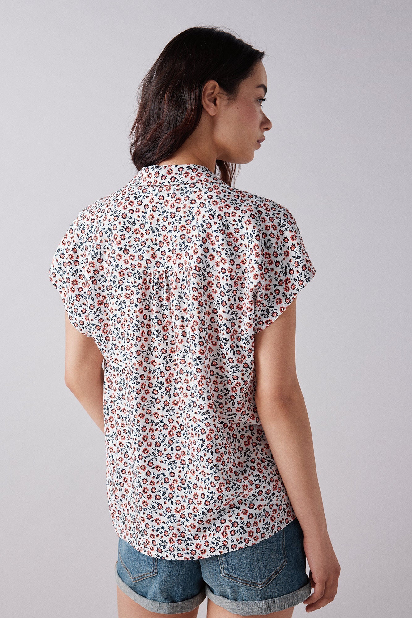 Printed polo shirt blouse