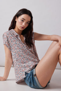 Printed polo shirt blouse