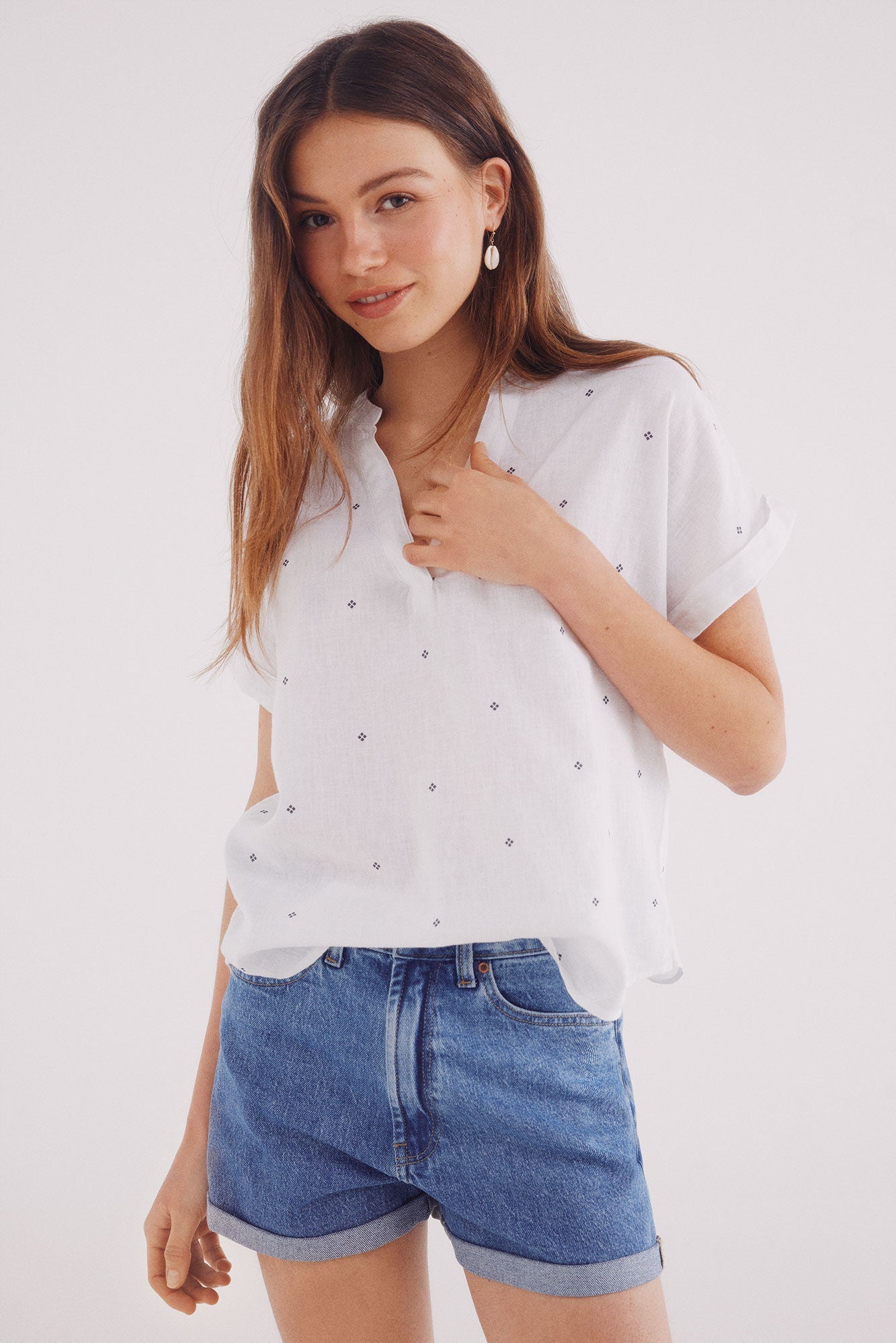 Printed cotton t-shirt blouse